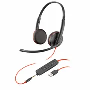 Plantronics Blackwire C3225 Corded Stereo UC Headset - USB-A Headset with 3.5 mm Audio Jack