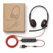Plantronics Blackwire C3225 Corded Stereo UC Headset - USB-A Headset with 3.5 mm Audio Jack