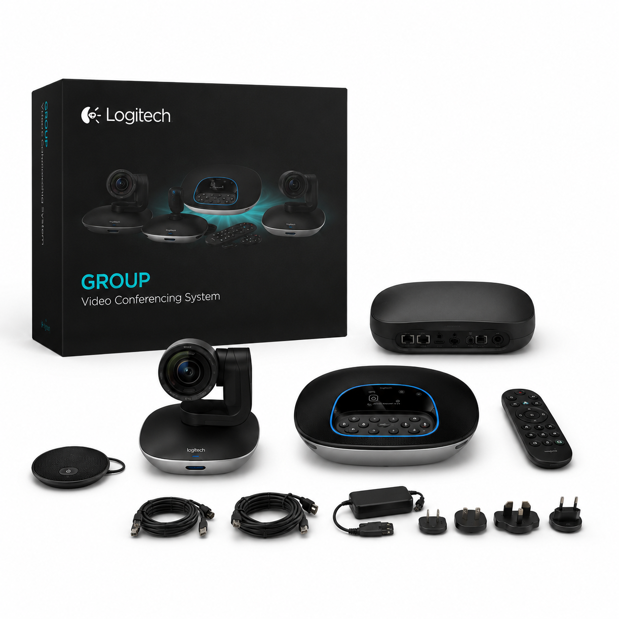 Logitech GROUP 960-001057 box accessories and complete meeting room conferencing kit