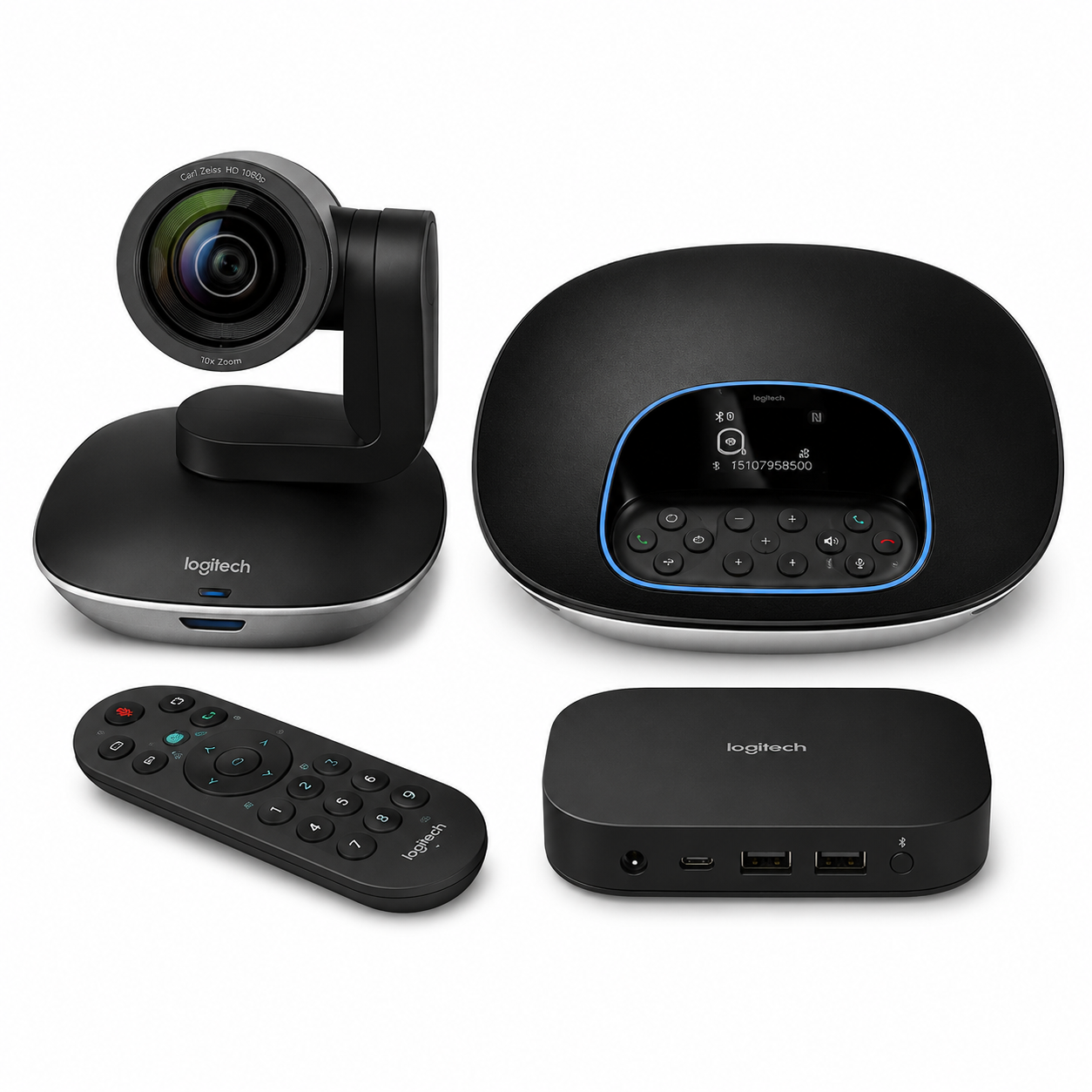 Logitech GROUP 960-001057 full video conferencing kit with camera, speakerphone, remote and hub